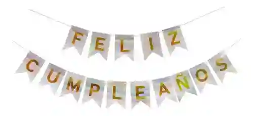 Guirnalda Feliz Cumpleaños Banderin Plateado