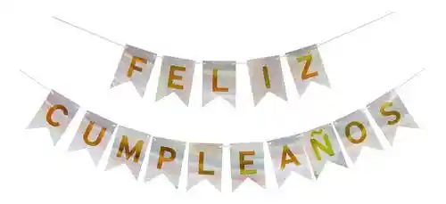 Guirnalda Feliz Cumpleaños Banderin Plateado