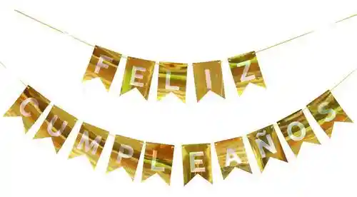 Guirnalda Feliz Cumpleaños Banderin Dorada