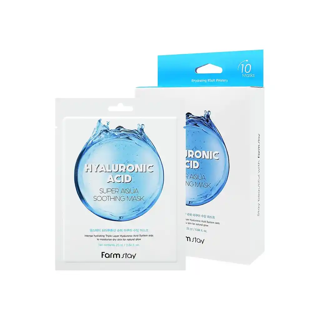 Mascarilla Facial Hidratación Profunda Ácido Hialuronico X 10 Piezas
