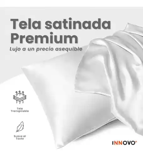 Fundas Para Almohada Satín Seda Cuida Cabello Piel Anti Friz Color Blanco Innovo