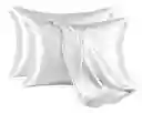 Fundas Para Almohada Satín Seda Cuida Cabello Piel Anti Friz Color Blanco Innovo