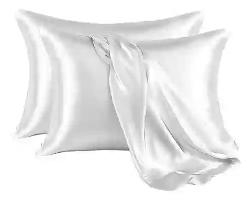 Fundas Para Almohada Satín Seda Cuida Cabello Piel Anti Friz Color Blanco Innovo