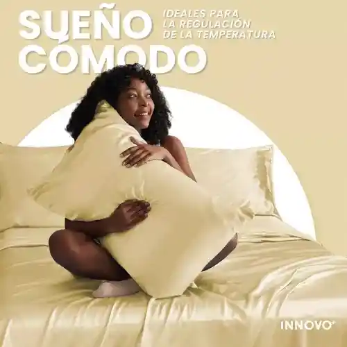 Fundas Para Almohada Satín Seda Cuida Cabello Piel Anti Friz Gold Innovo