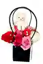 Arreglo De Flores Rosas Con Oso Mini