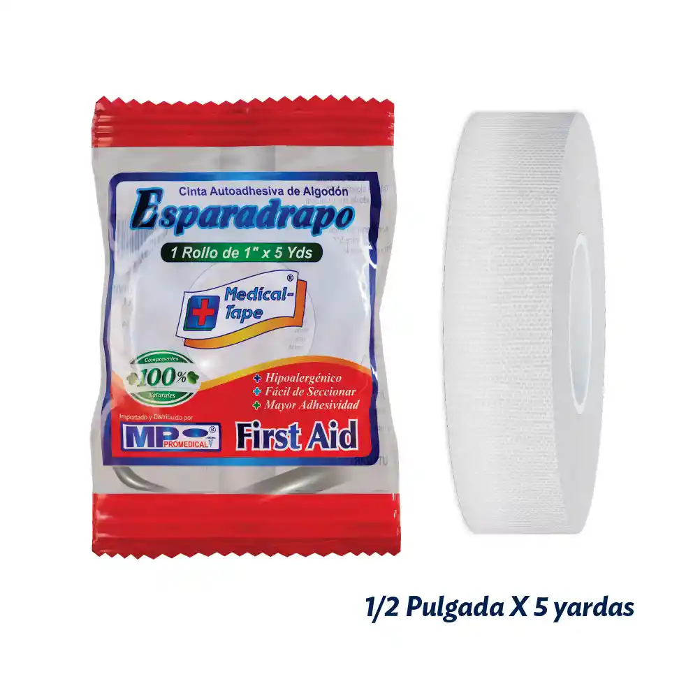Esparadrapo Tela 1/2 X 5 Yds. Celofan Alta Adhesividad