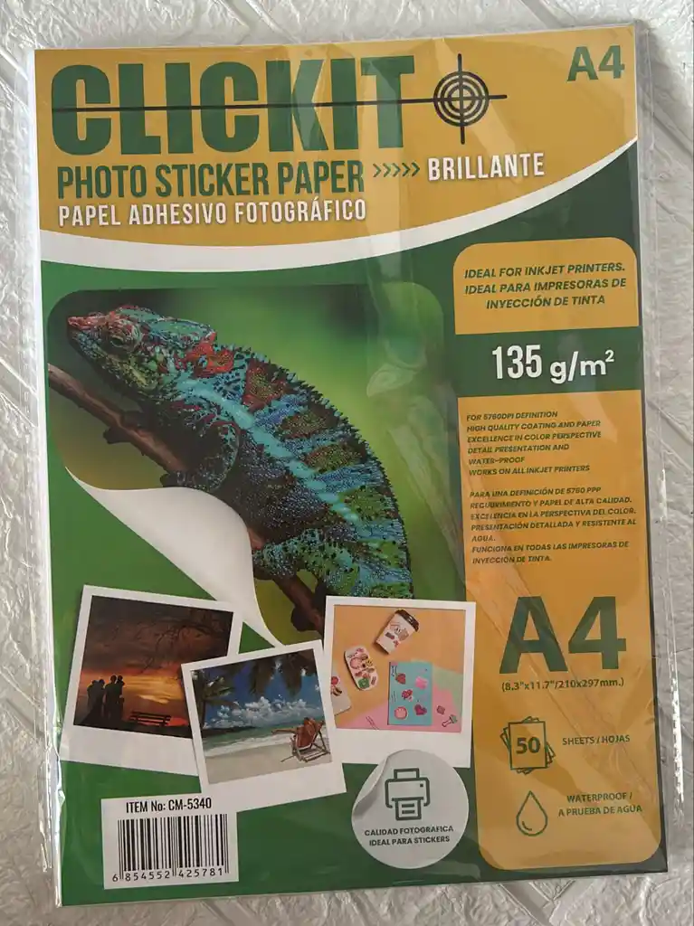 Papel Fotografico Adhesivo Clickit 135 G/m Unidad