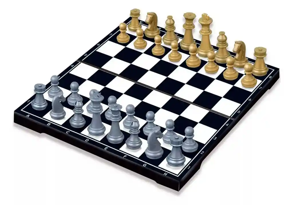 Ajedrez Magnético Lujoso 35x35, Piezas Doradas Y Plateadas