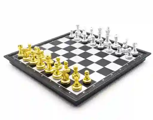 Ajedrez Magnético Lujoso 35x35, Piezas Doradas Y Plateadas