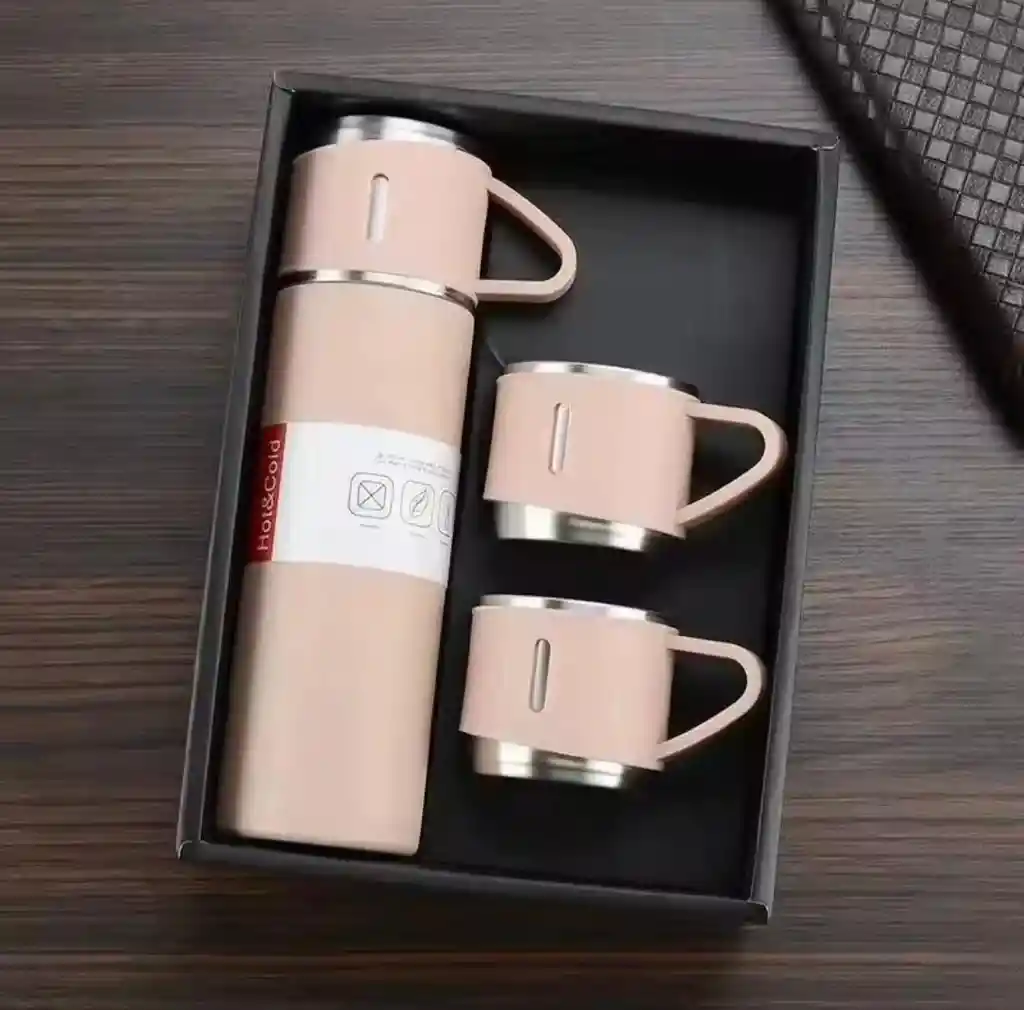 Termo Portatil Rosa Acero 500 Ml 3 Tazas