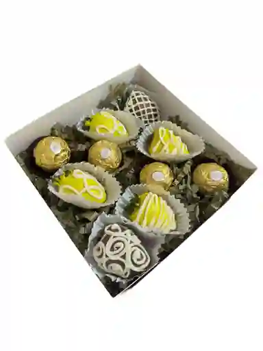 Fresas Con Chocolate En Caja "feliz Dia"