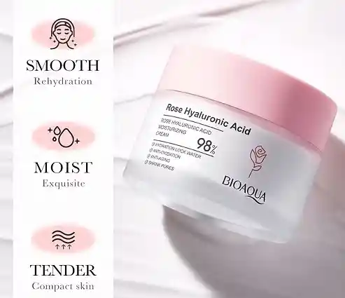 Crema Hidratante Con Extracto De Rosas Y Ácido Hialurónico