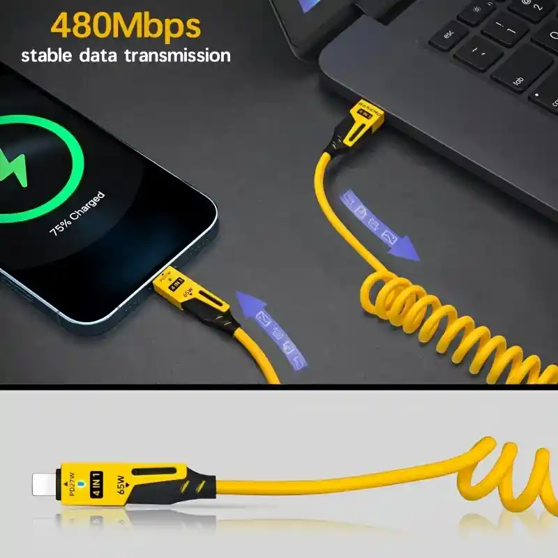 Cable De Datos De Carga Rápida Universal 4-en-1 De Aleación De Zinc De 65w