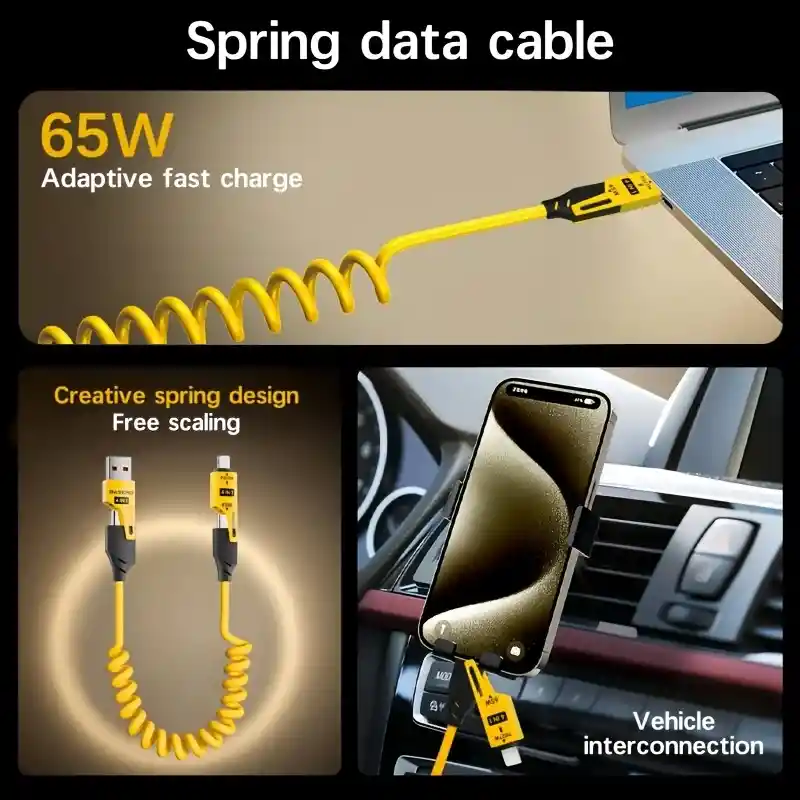 Cable De Datos De Carga Rápida Universal 4-en-1 De Aleación De Zinc De 65w