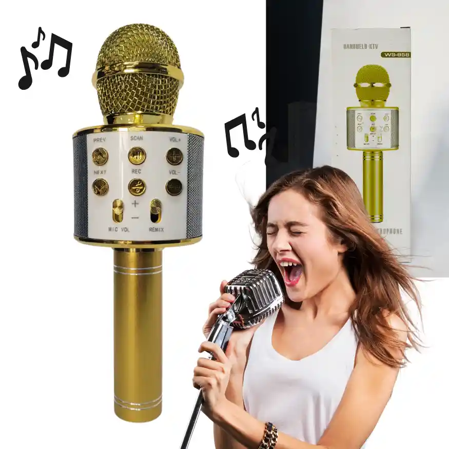Micrófono Parlante Karaoke Bluetooth Portátil Inalámbrico