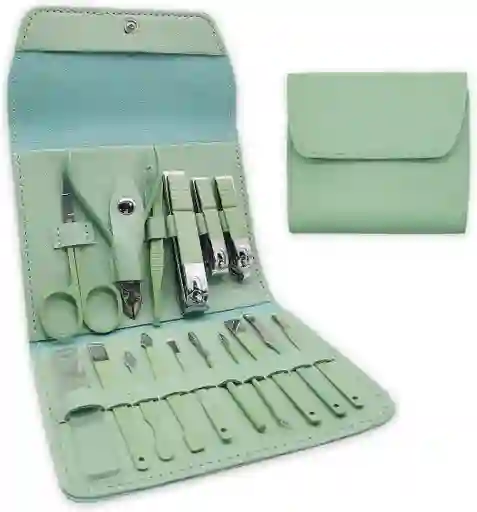 Kit Manicure Estuche De Lujo Corta Uñas Y Más, Acero Inoxidable