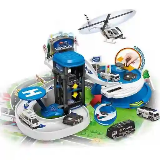 Pista De Carros Garaje Policía 3 Niveles Licuadora 33 Pcs