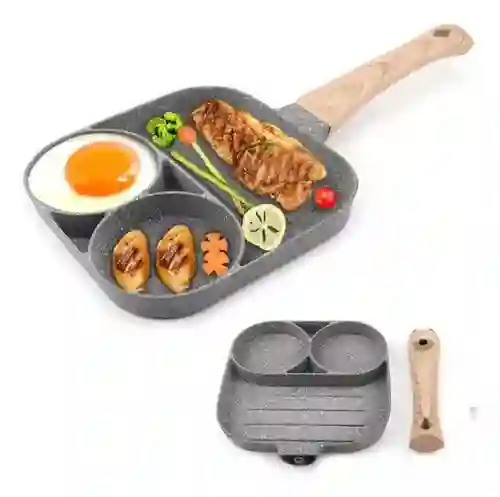 Sarten Antiadherente 3 En 1 Mini Parrilla Huevos Arepas