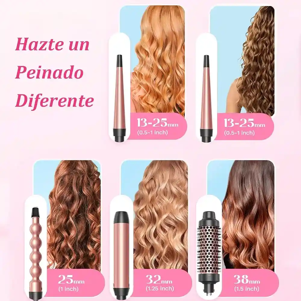 Pinza Rizador 6 En 1 Para Cabello Múltipeinados