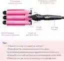 Pinza Ondas De Sirena Rizador Cabello Ondulador 3 Tubos Encrespador Rosa Negro