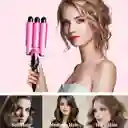 Pinza Ondas De Sirena Rizador Cabello Ondulador 3 Tubos Encrespador Rosa Negro