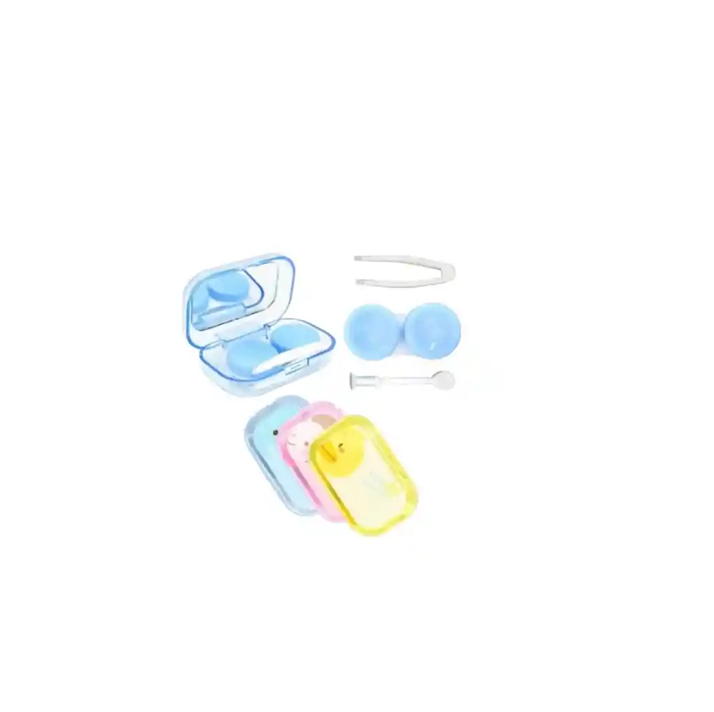 Estuche Porta Lentes De Contacto, Pinza Y Chupa Extracción