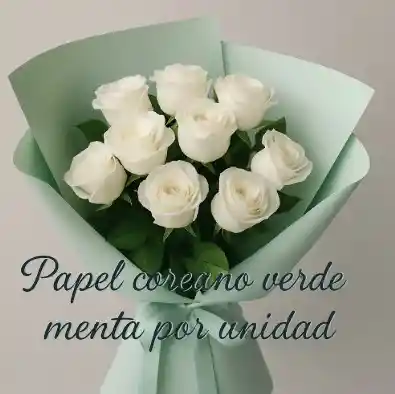 Papel Coreano Para Flores Colore Verde Menta X 1