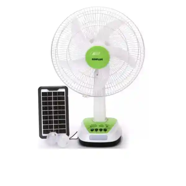 Ventilador Solar Recargable Panel 2 Bombillos Carga