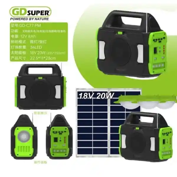 Gdsuper Power Bank Solar Multifuncional Modelo Gd-
