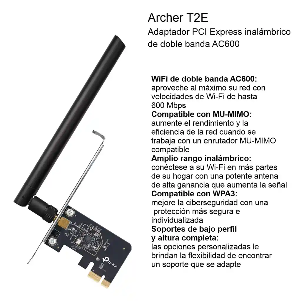 Tarjeta De Red Pci-e Wifi Dualband Ac600 Tp-link Archer T2e