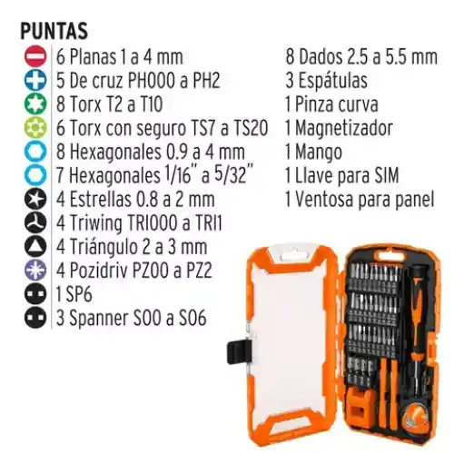 Juego Destornillador Precision Electronica Truper 77 Pzs