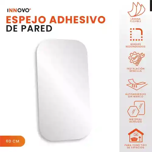 Espejo Decorativo Para Hogar Adhesivo 60 Cm Alto Elegante Fácil De Instalar Borde Curvo