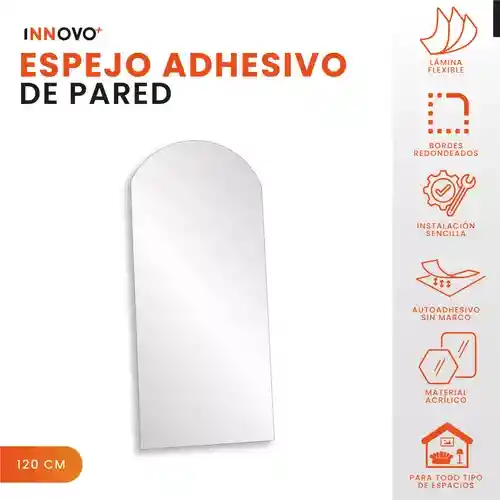 Espejo Pared Decorativo 120 Cm Alto Adhesivo Fácil Instalación No Vidrio