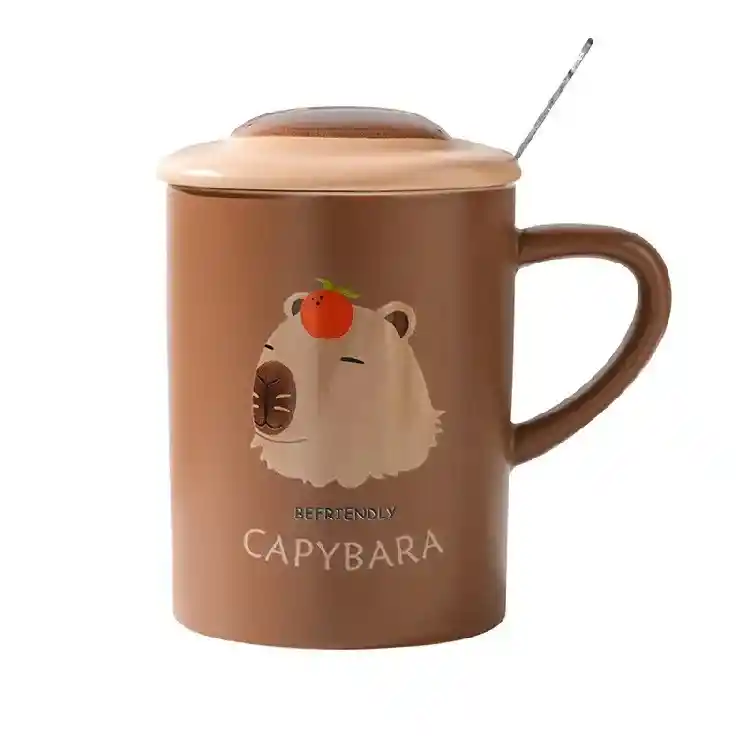 Mug Capibara Taza Cerámica Carpincho Tapa Adorable Café