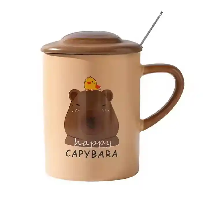 Mug Capibara Taza Cerámica Carpincho Tapa Adorable Café