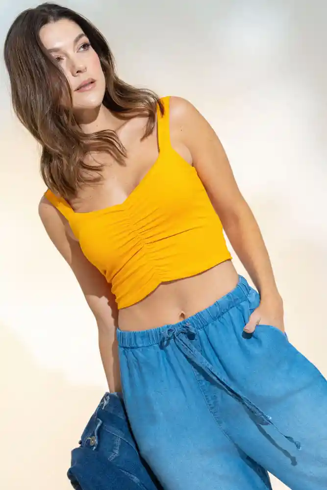 Top Azulu Color Amarillo Ocre Talla L