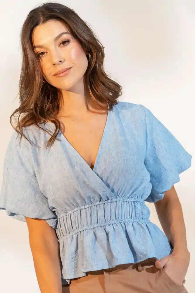 Blusa Elise Color Azul Medio Talla L