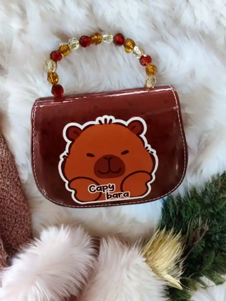 Bolso Capibara Kawaii Cartera De Mano Chigüiro Para Niña Café