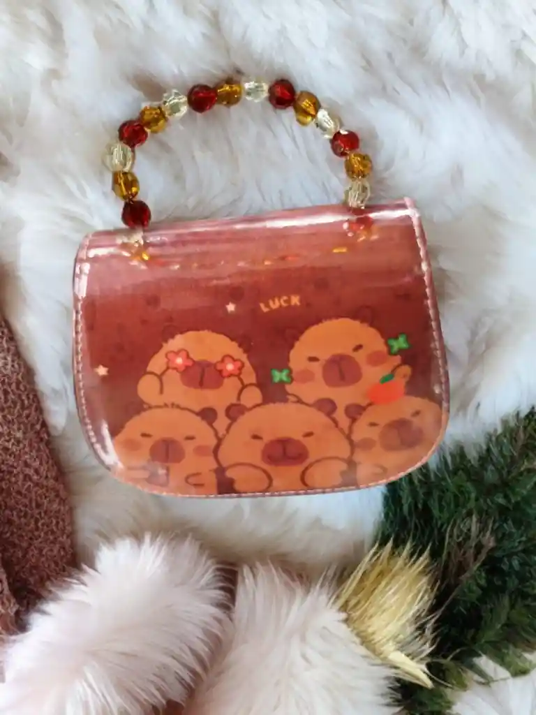 Bolso Capibara Kawaii Cartera De Mano Chigüiro Para Niña Café