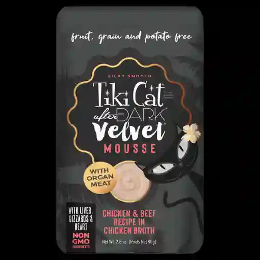 Tiki Cat After Dark Velvet Mousse - Pollo Y Carne En Caldo De Pollo - 80 Gr - Pouch