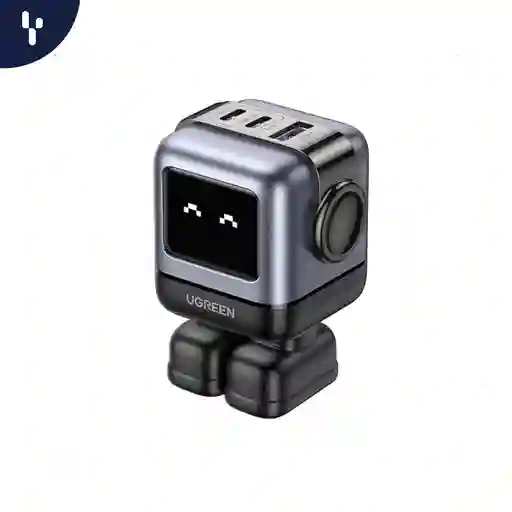 Cargador Ugreen Robot Rg De 65w Con 3 Puertos 2xusb-c 1xusb-a Color Negro Certificado