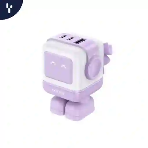 Cargador Ugreen Robot Rg De 65w Con 3 Puertos 2xusb-c 1xusb-a Color Lila Certificado