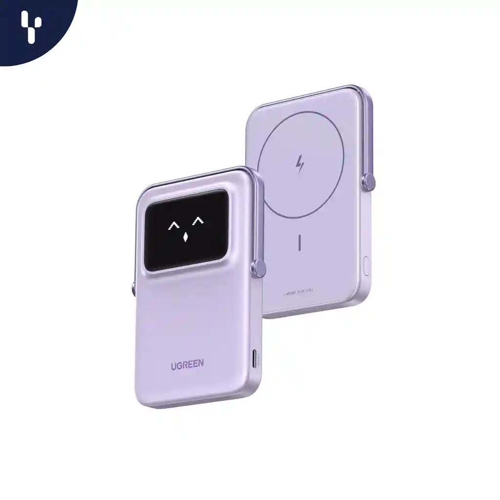 Cargador Inalámbrico Ugreen 20w 5000mah X1 Usb-c Magnética Power Bank Color Lila
