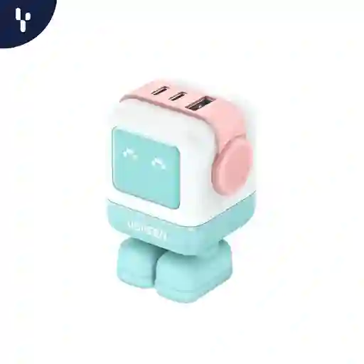 Cargador Ugreen Robot Rg De 65w Con 3 Puertos 2xusb-c 1xusb-a Color Verde Certificado