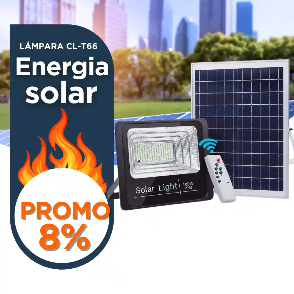 Reflector Solar 100w Lampara Led Panel Solar Control Remoto Cl-750