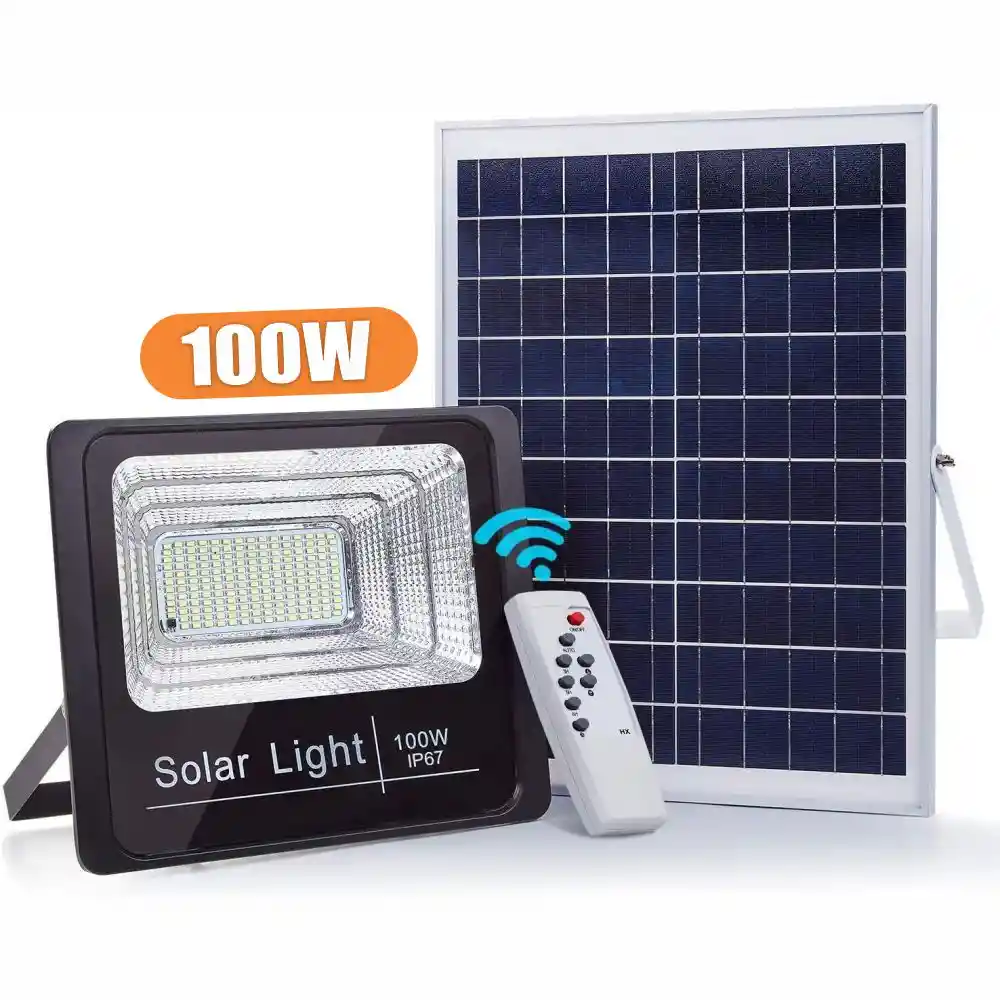 Reflector Solar 100w Lampara Led Panel Solar Control Remoto Cl-750