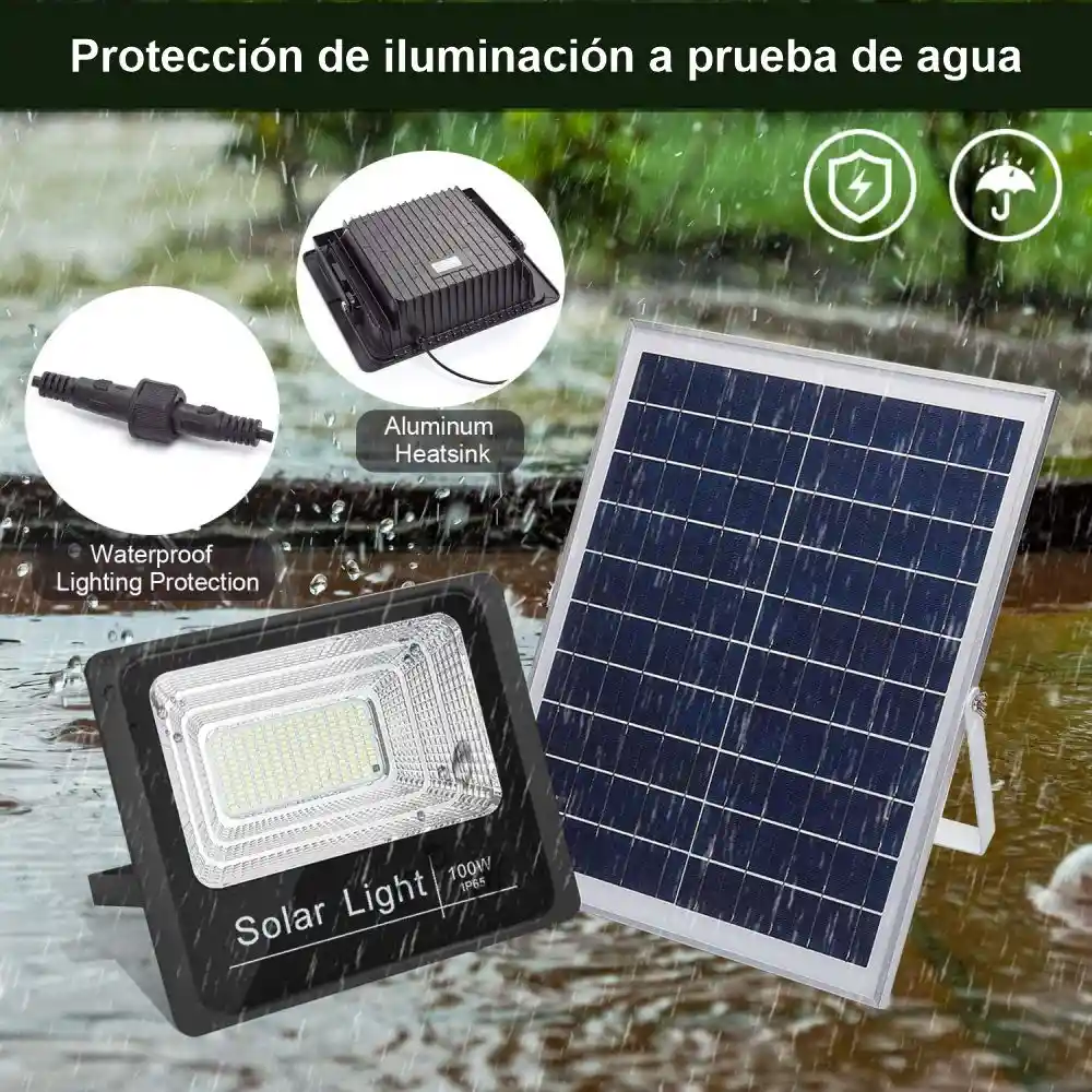 Reflector Solar 100w Lampara Led Panel Solar Control Remoto Cl-750