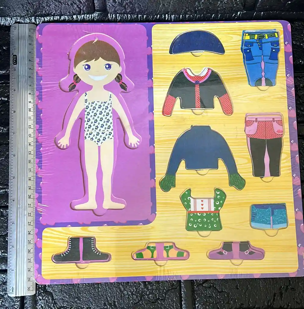Rompecabezas Madera Niña Cuerpo Humano Vestir Juego Didactico
