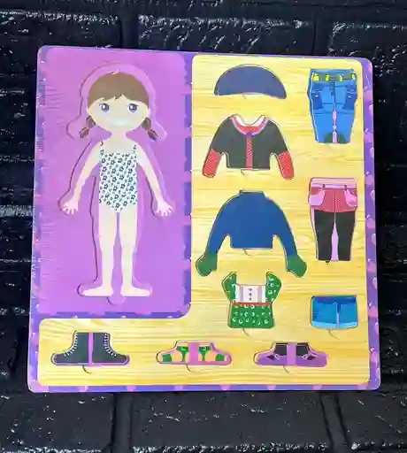 Rompecabezas Madera Niña Cuerpo Humano Vestir Juego Didactico