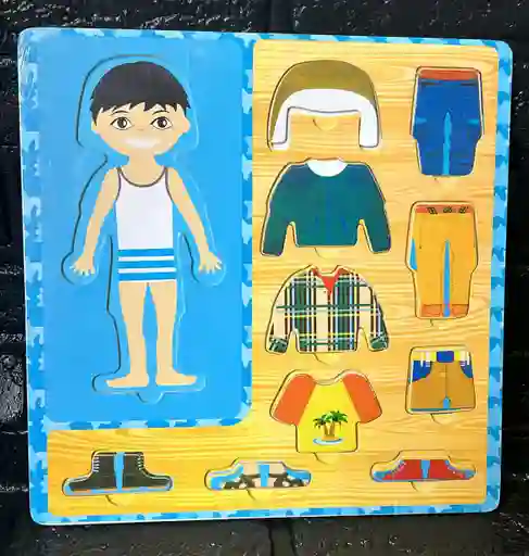 Rompecabezas Madera Niño Cuerpo Humano Vestir Juego Didactico